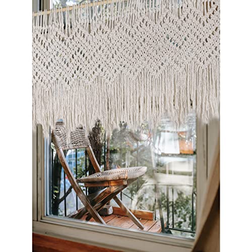 Pofeikts Boho Macrame Valance Curtain For Kichen Farmhouse Window Valance With Bead Short Doorway Curtains Valance Wall Hanging Treatments 47X22Inch For Bedroom Livingroom Kitchen Bathroom Wall Decor #TOP6