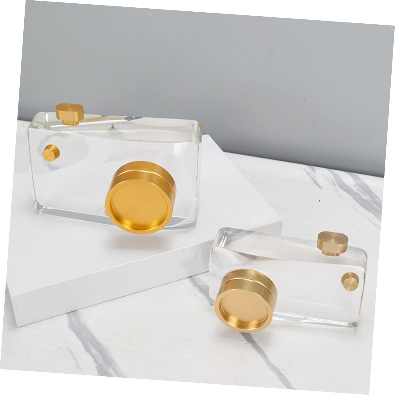DOITOOL Elegant Crystal Camera Statue Room Decor Miniature Camera Photo Adornment