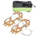 14T Ice Crampons, Anti Slip Shoe Grips Spikes Cleats with Manganese Steel Frame & TPU Binding System for Snow Hiking Climbing ((43.5 size orange))