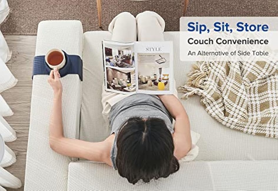 Couch Cup Holder, Elimiko Silicone Sofa Drink Holder with Upgrade Large Cup Holder, for Oversized Mug/Cup/Tumbler/Drink/Coffee/Bottle/Cans (Navy Blue)