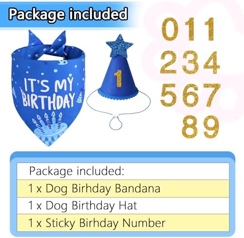 Agroon Blue Dog Birthday Party Supplies with Hat Bandana Numbers — view 2