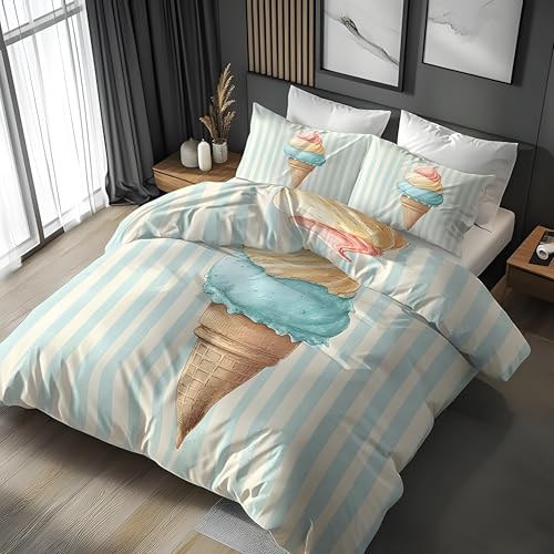 Cucurucho de Sal Marina Funda Nórdica Cama 150 Juego, Reversible Microfibra Juegos Cama Tierno y Enérgico Funda Edredon 240×220 y 2 Fundas 50x75, con Cremallera, Apto Hombres y Mujeres CP596