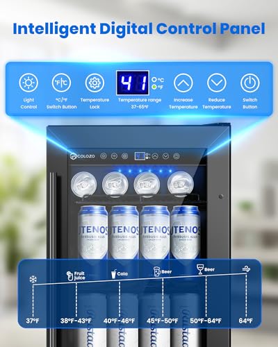Image of 15 Inch Black Beverage Refrigerator Under Counter, 130 Cans Built-in /Freestanding Beverage Cooler, Mini Bar Fridge with Double Tempered Glass Door&Lock, Beverage Fridge for Drink Beer Soda Wine