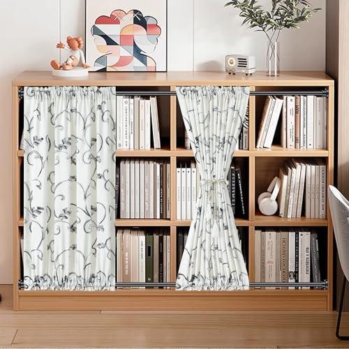 Image of VOGOL French Door Curtains, Country Style Light Filtering Privacy Drapes for Living Room Sliding Door, 1 Panel 36 x 40 Inches Sidelight Doorway Curtain, Grey & Beige