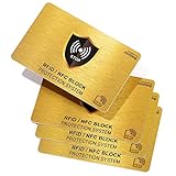RFID Blocking Card | NFC Contactless Cards Protection | 1 Card Protects Your Entire Wallet | No More Need for Single Sleeves | for Men or Women, Credit Card Holder, Wallets or Passport (Gold)