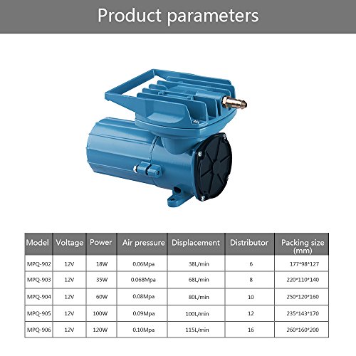 HEALiNK DC 12V 80LPM/Min Aquarium Air Pumps Aquaculture Fish Poods Pressure Compressor Aerator