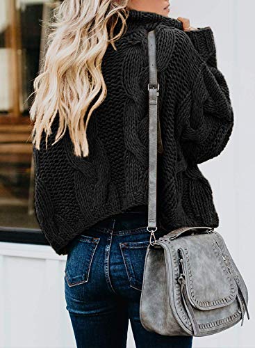 Image of Dokotoo Womens 2026 Winter Fall Solid Turtleneck High Neck Balloon Long Sleeve Sweaters Pullover Outerwear