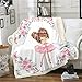 Girly Ballet Blanket for Girls Kids Ballet Theme Decoration Throw Blanket Cute Little Dancers Fleece Blanket Ballerina Design Fuzzy Blanket Pink Rose Print Sherpa Blanket Modern Trendy 60