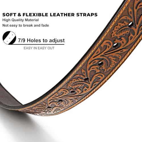 Image of BELTROAD Western Leather Belt Strap for Men Women Cowboy Cowgirl Leather Mens Belts for Jeans Birthday Christmas Belt Gifts