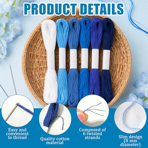 Kit de hilos Sashiko 32 piezas con 12 madejas y 20 agujas miniatura 3