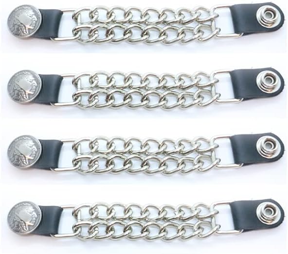 Motorcycle Native Indian Head Button Chain Vest Extender （4 pcs per set）