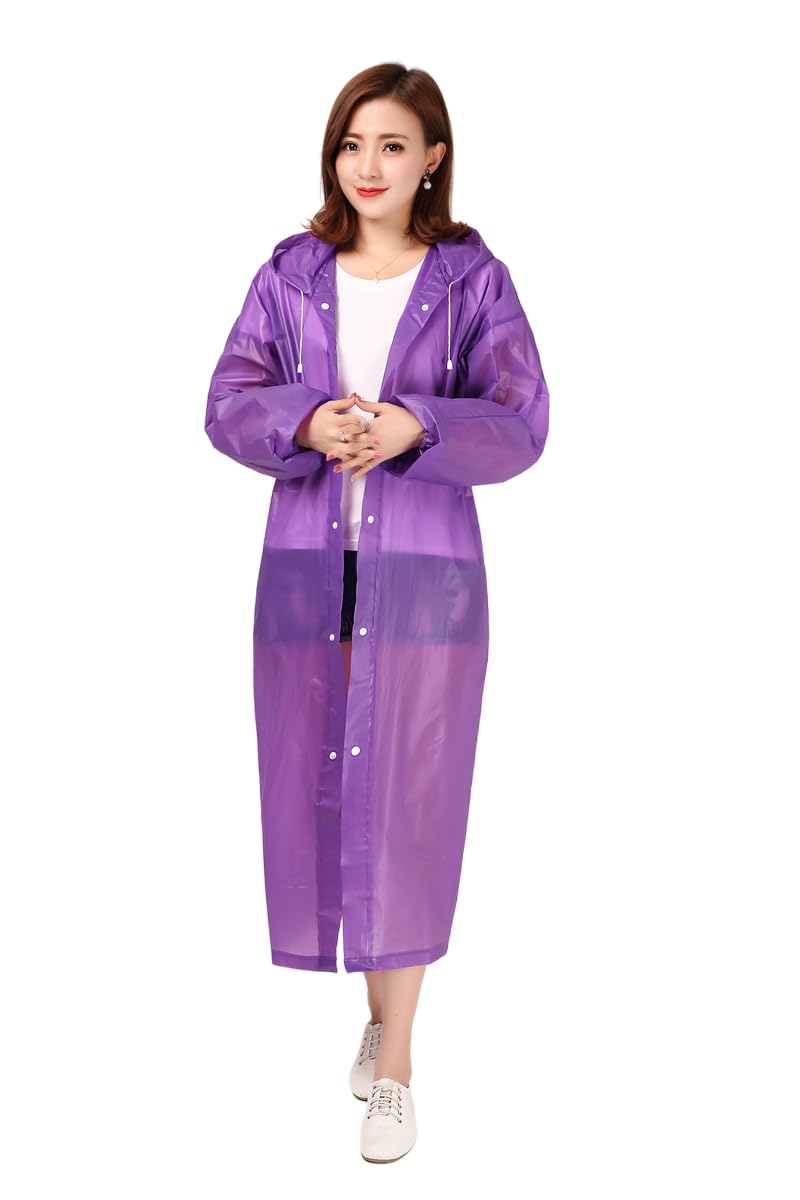 FIRMED STRING RAINCOAT FOR WOMEN-PVC TRANSPARENT WATERPROOF REUSEABLE RAINWEAR WITH FUNCTIONAL POCKETS, CARRYING POUCH-image-24