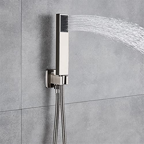 RAKUTE Bathroom Handheld Shower Head + 1.5 M Stainless Steel Shower Hose Brushed Nickel Bracket Shelf RAKUTE Bathroom Handheld Shower Head + 1.5 M Stainless Steel Shower Hose Brushed Nickel Bracket Shelf