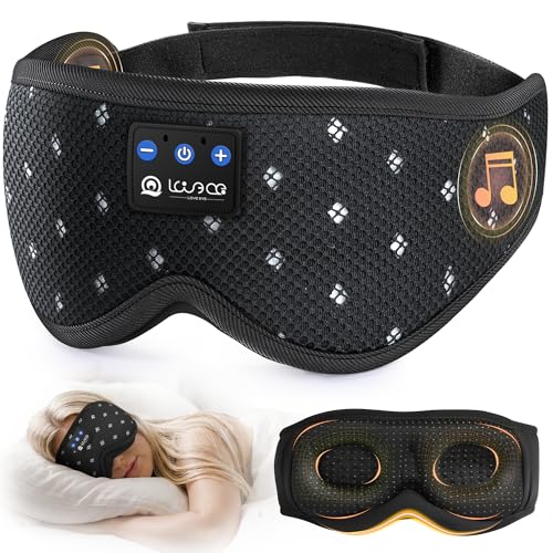 LOVE EYE Bluetooth Sleep Mask with Headphones Ergonomic 3D Eye Mask 100% Blackout Zero Eye Pressure Breathable & Washable Sleep Headphones for Side Sleepers Travel & Meditation (Midnight Black)