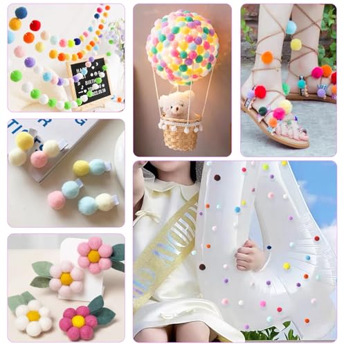 Luxoraiova 500 Stück Pompons zum Basteln, 1-3cm Bunt Mini Pompons zum Basteln, Mini Pom Poms Filzkugeln Bunt für Lustige DIY Kreative Handwerk, Feine Haar-Accessoires, Partydekoration