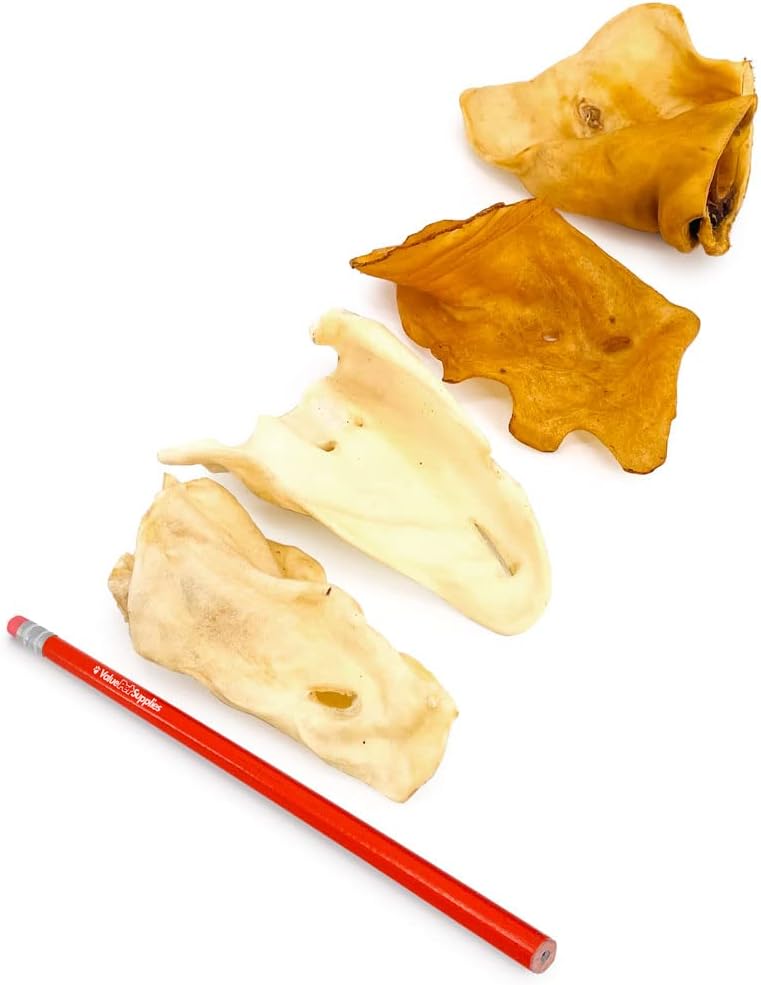 ValueBull Cow Ears, Varied Shapes, Small, 200 Count Bulk Pack - All Natural Dog Treats, Angus Beef, Single Ingredient, Cleans Teeth & Gums