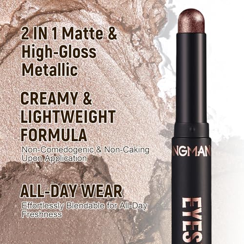 flintronic Eyeshadow Stick, 8 Farben Matt und Schimmernder Augen Make up Set, Hochpigmentierte Creme Lidschatten, Weiche Cremige Matte Schimmer Lidschatten Bleistift, Langanhaltend, Knitterfrei – Bild 6