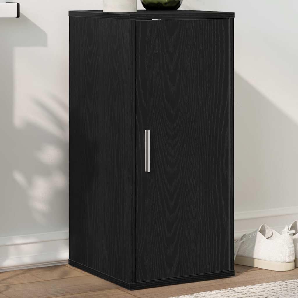 Stojak na buty z drewna dębowego czarnego 32x35x70 cm z 5 półkami