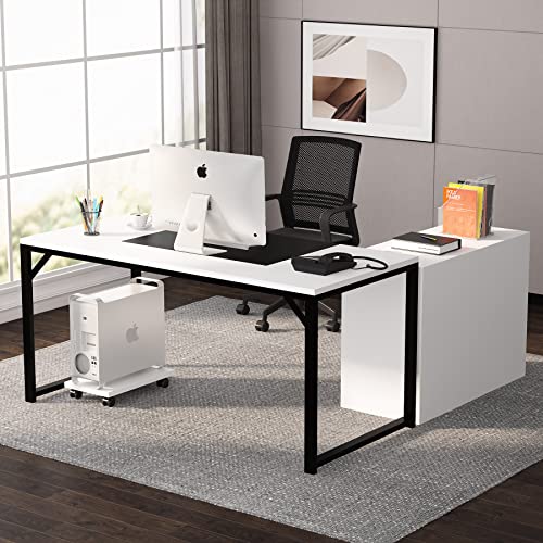 Buy Tribesigns 63" Computer Desk with File Modern LShaped