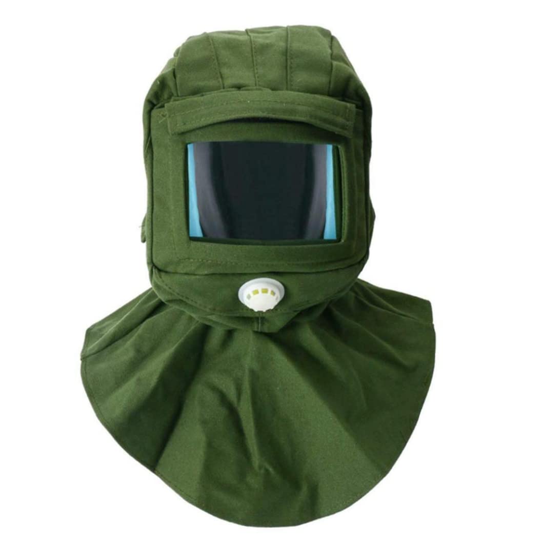 Capuchon De Sablage Capuchon De Masque Industriel Masque Protection Anti-poussière Vent Vert 22cm