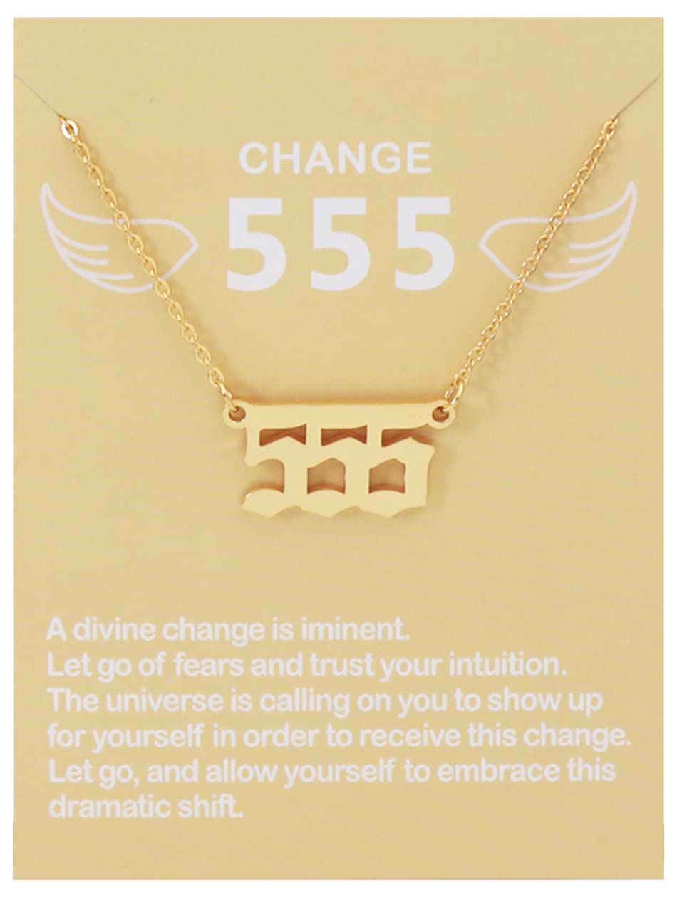 kaisinse Angel Number Necklace with Message Card 111 222 333 444 555 666 777 888 999 Lucky Numbers Necklace Numerology Jewelry for Her