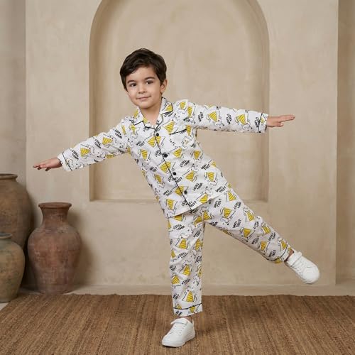 Image of CLAP Kids Cotton Printed Full Sleeves Night Suit