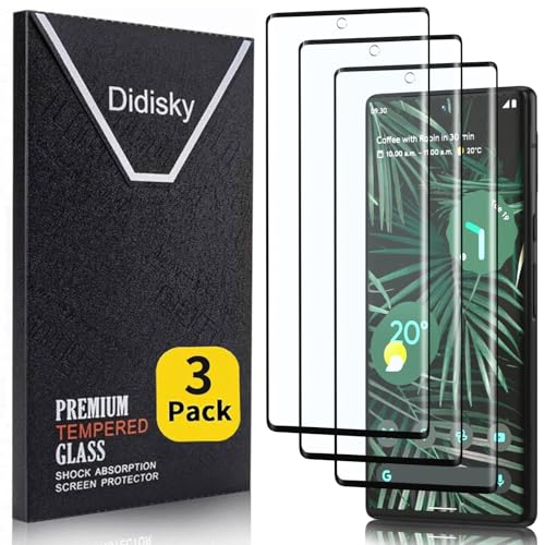 Didisky 3 Pack Screen Protector for Google Pixel 6 Pro Tempered Glass Film Anti Scratch 3D Curved Full Coverage 9H Easy to Install Bubble Free