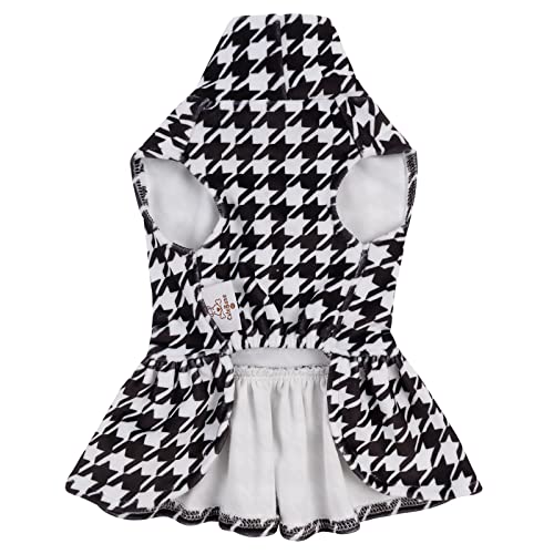 Cutebone Houndstooth Dog Dress Velvet Turtleneck Puppy Skirt Costume Pet Outfit Cat Clothes With Bow Hair Rope Birthday Gift Cvd04S #TOP4