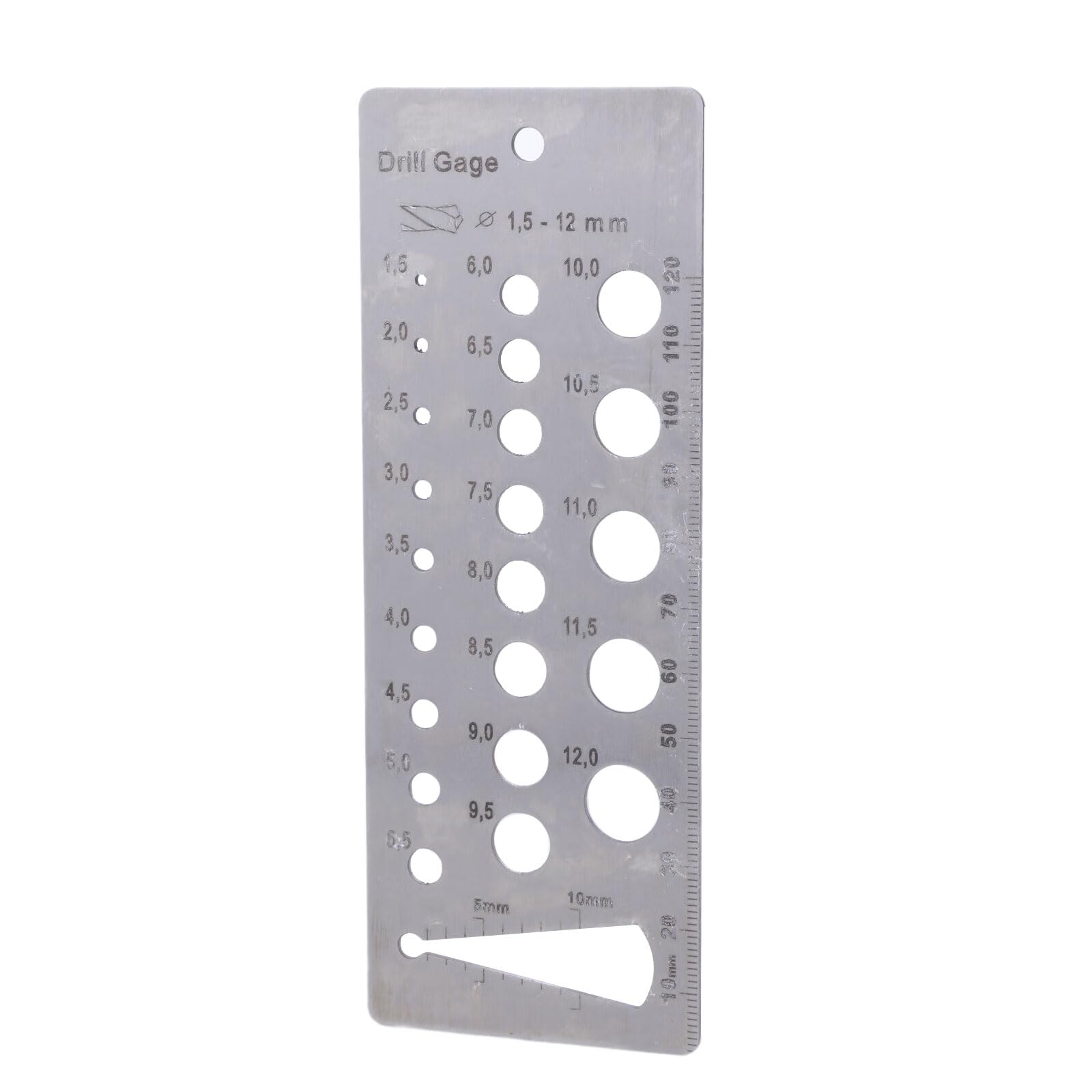 Multi-Purpose Bolt and Wire Diameter Gauge 1.5-12mm Drill Gauge Metric Hanging Hole Measurement Tool High Precision