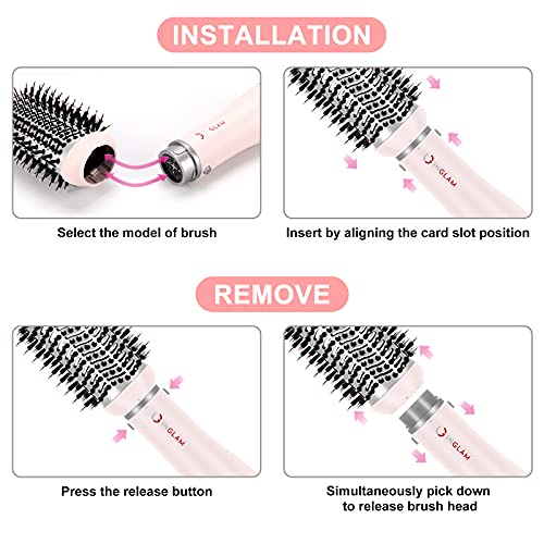 Hair Dryer Brush Set, Ig Inglam 4 In 1 Blowout Brush, Negative Ion Detachable Hair Dryer & Styler Volumizer Hot Air Hair Dryer Brush With 2 Styling Brush Heads, Pink #TOP2