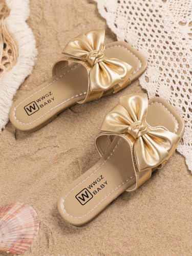 Image of GORGLITTER Girl's Bow Sandals Round Open Toe Slip on Beach Summer Shoes