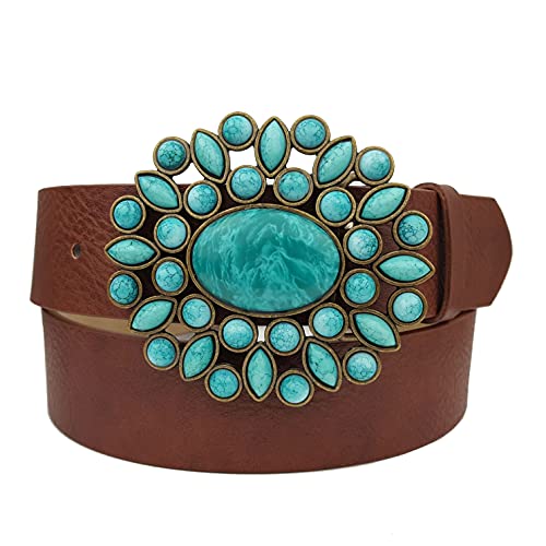 Axesoria Trendy Turquoise Buckle Belt Brown S
