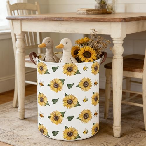 Image of Bee hamper,Waterproof foldable Kids laundry basket,Nursery Hamper,Bee Room decor,Toy organizer,Dirty clothes basket(Bees)