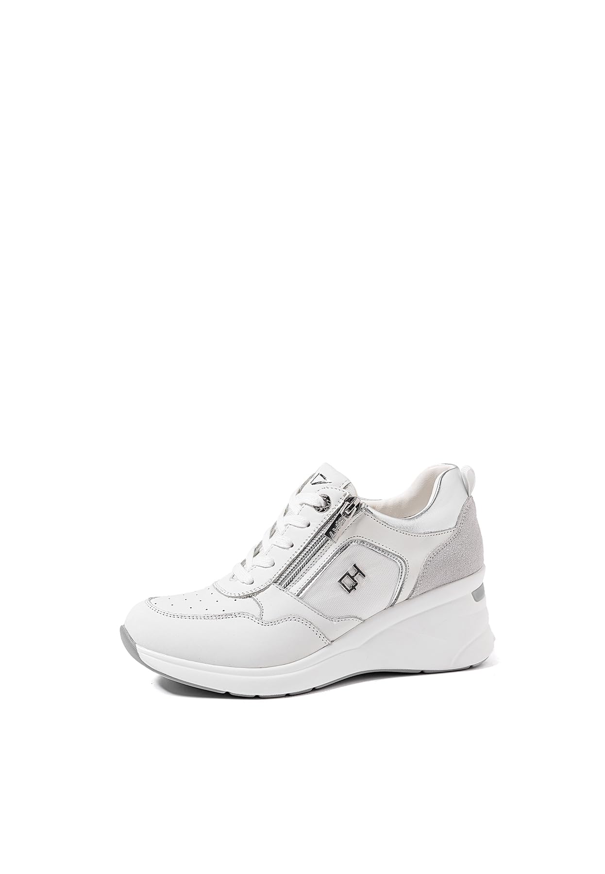 QUEEN HELENA Zapatillas de Deporte de Cuero Sneakers con Cuña Casual de Las Mujeres QH7014