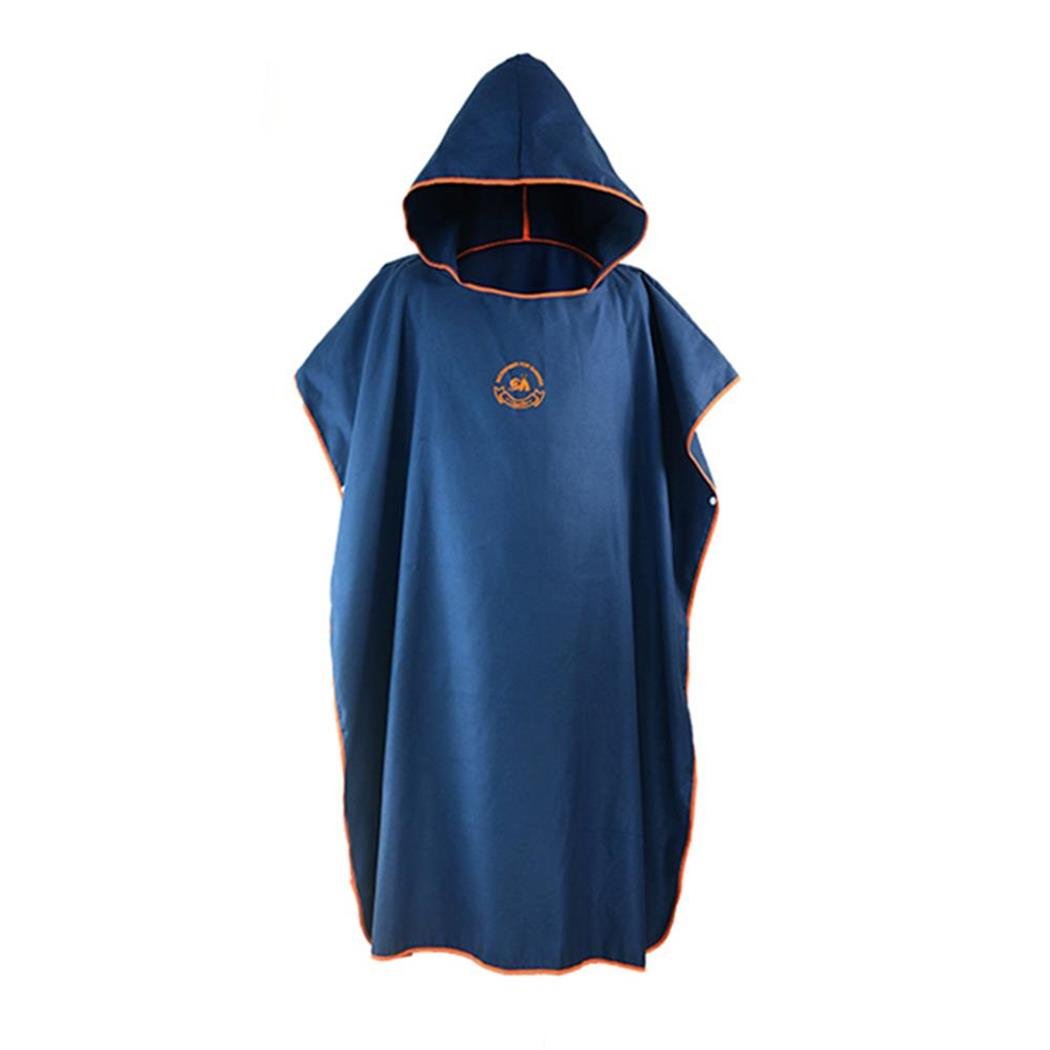 MIFXIN Beach Surfing Robe Wetsuit Changing Towel Poncho Bath Robe with Hood One Size Fits All Women Men (Dark Blue)