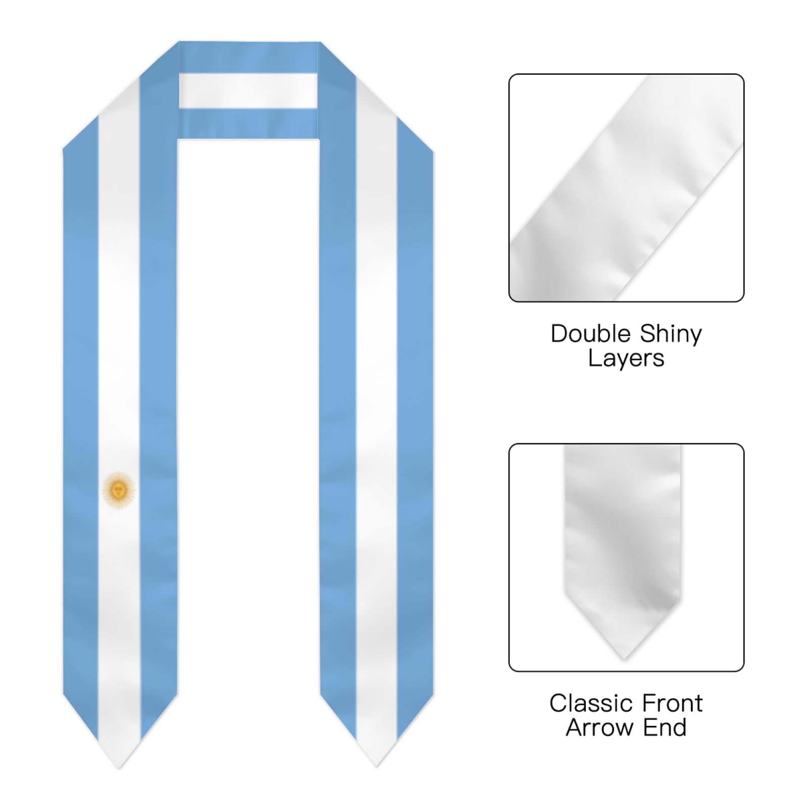 Vintage Argentinean Argentina Flag Graduation Stole Sash Shawl for Men Women Thickened Scarf for International Students Teachers Study Aboard Graduate Gift 72 inches Unisex