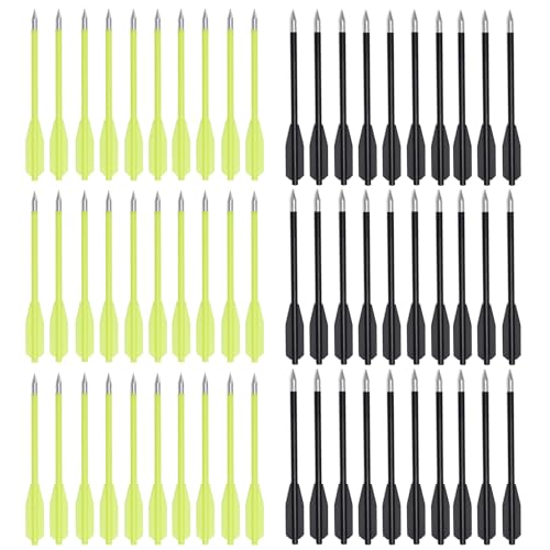 YLS 60PCS 6.25 Inch 50-80LB Mini Archery Crossbow Bolts Set with Sharp Metal Tip, Reusable Durable Arrow Dart for Shooting Target Practice, Small Hunting Game, Outdoor Fishing