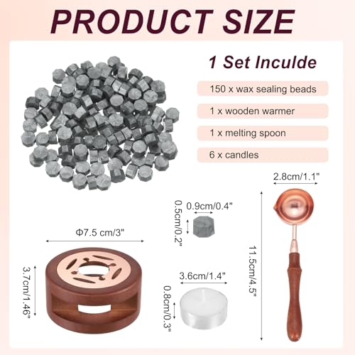 Kit de cachet de cire de qualité supérieure avec cire argentée fine