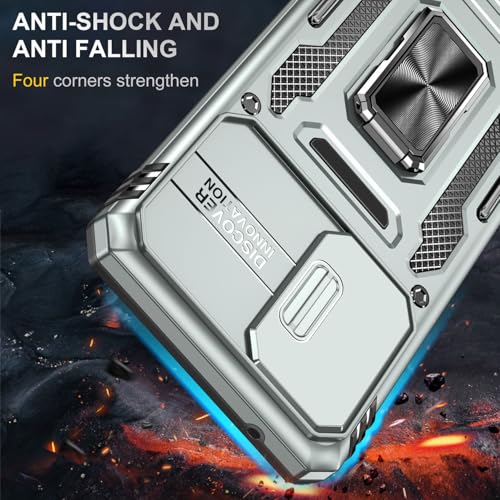 Image of Vaku Luxos Aegis Armor Slide TPU Back Cover Case for Samsung Galaxy A53 5G with Magnetic Ring Holder Kickstand Camera Screen Protector- Grey