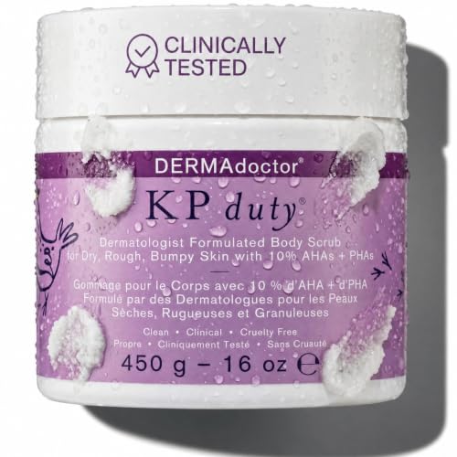 DERMAdoctor KP Bump Eraser Body Scrub with 10% AHAs + PHAs for Keratosis Pilaris, Dry, Rough, and Bumpy Skin, Dermatologist Formulated Exfoliating Body Scrub with Glycolic and Lactic acids - 16 Fl oz