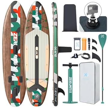 ZLX Tavola da SUP gonfiabile con accessori, 88,9 cm, di alta qualità, per tutti i livelli di abilità, giovani e adulti, design ampio e stabile