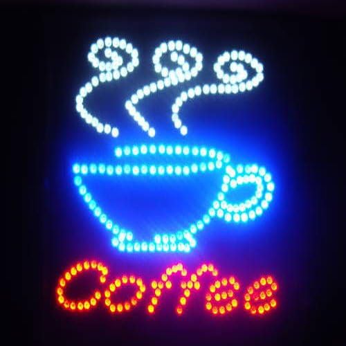 Ultra Bright LED Sign Coffee Tea Cup with Steam Super Size 19 X19 with Animation montion and Power Switch (B64)