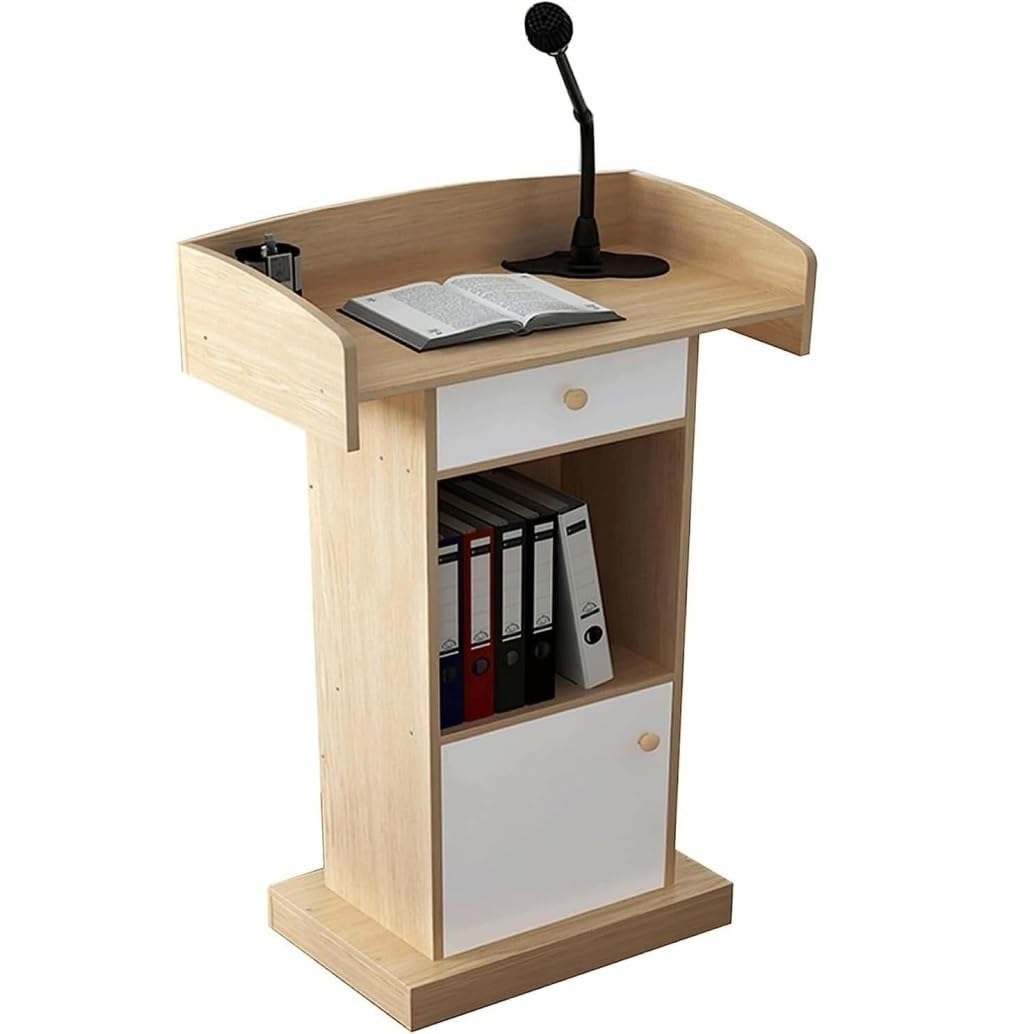 CGCSYZ HighDensity Podium Lectern with Storage Drawers Ideal for Churches Offices & Hotels Adjustable Standing Desk Podium Versatile Presentation Stand (A)