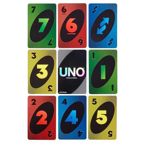 Mattel Games UNO Édition Platinum Jeu de Cartes pour soirées Jeux Entre Amis ou en Famille Voyages Camping et fêtes Cartes Premium de Collection HPY61 - vue 5