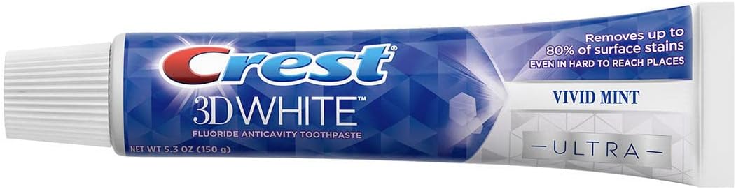 Crest 3D White Ultra Whitening Toothpaste, Vivid Mint, (5.6 Ounce, 5 Pack)