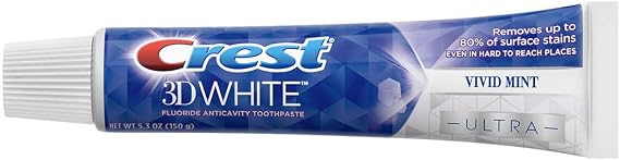 Crest 3D White Ultra Whitening Toothpaste, Vivid Mint, (5.6 Ounce, 5 Pack)
