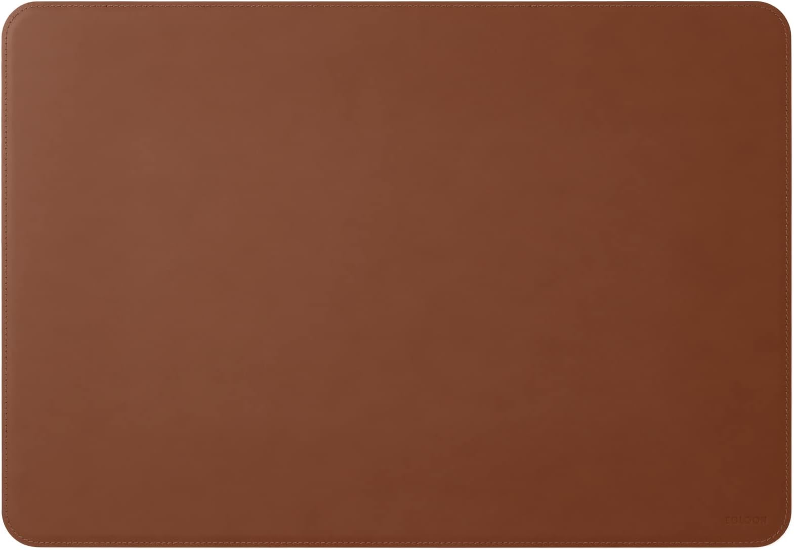 Eglooh - Herms - Desk Mat for Office Made of Orange Brown Leather - Desk Mat cm 90x60 - Large Mouse Pad with Rounded Corners and Handmade Stitchings - Made in Italy