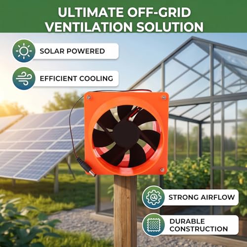 Extractor de Aire Solar de 4,7" Asixxsix Naranja para Cobertizo y Remolque 6