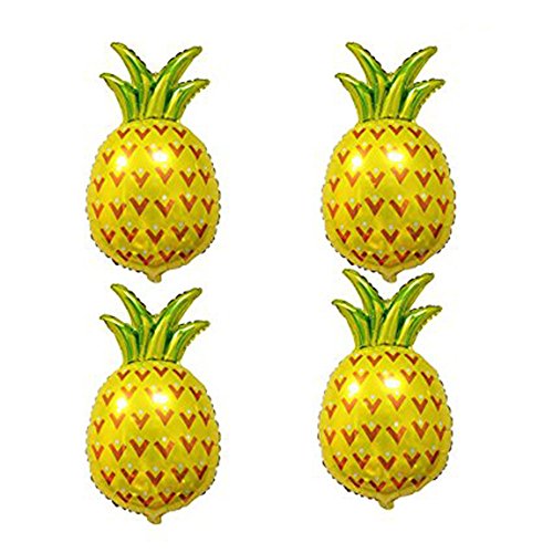 AnnoDeel 4 pcs 32inch Pineapple Mylar Balloons, Giant Pineapple Fruit Helium Foil Balloons for Pineapple Luau Balloons Summer Party Supplies Decorations