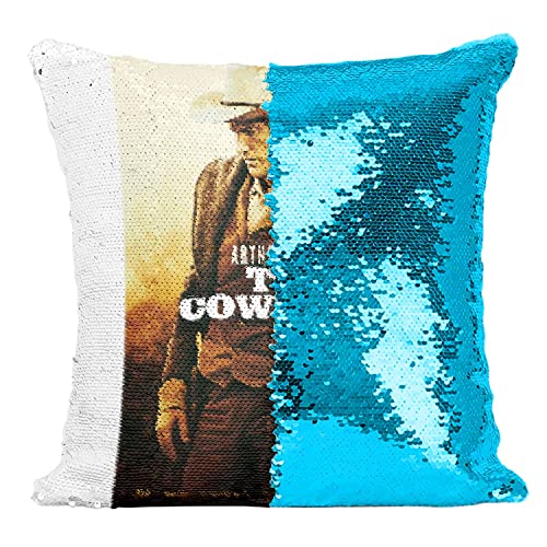 Coussin Sequin Turquoise Impression Affiche Vintage The Cowboy - 2